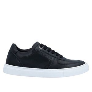 New A Testoni Black Leather Low Top Sneakers Lace Up Sz 37